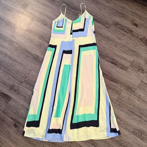 Anthropologie Maeve Abstracted Geometric Colorblock Maxi Slip Dress - Picture 5 of 6
